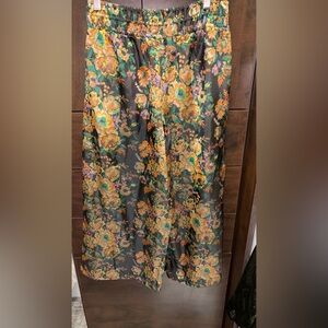 Anthropologie Brocade Floral Cropped Culotte Pants Sz Small